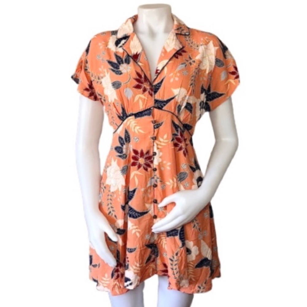 Floral Print Mini Shirt Dress Size M - Picture 3 of 8